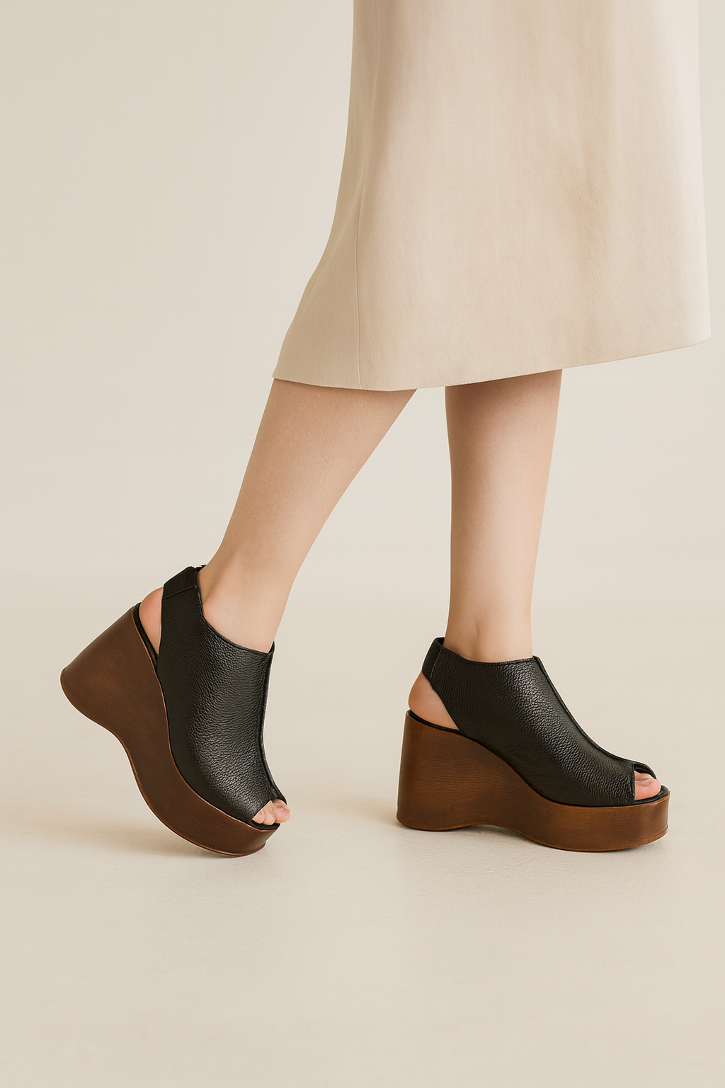 Black Leather Wooden - TS&CO